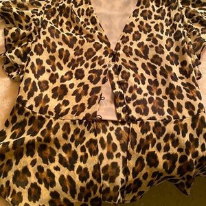 Cheetah Leopard Print Mesh Blouse